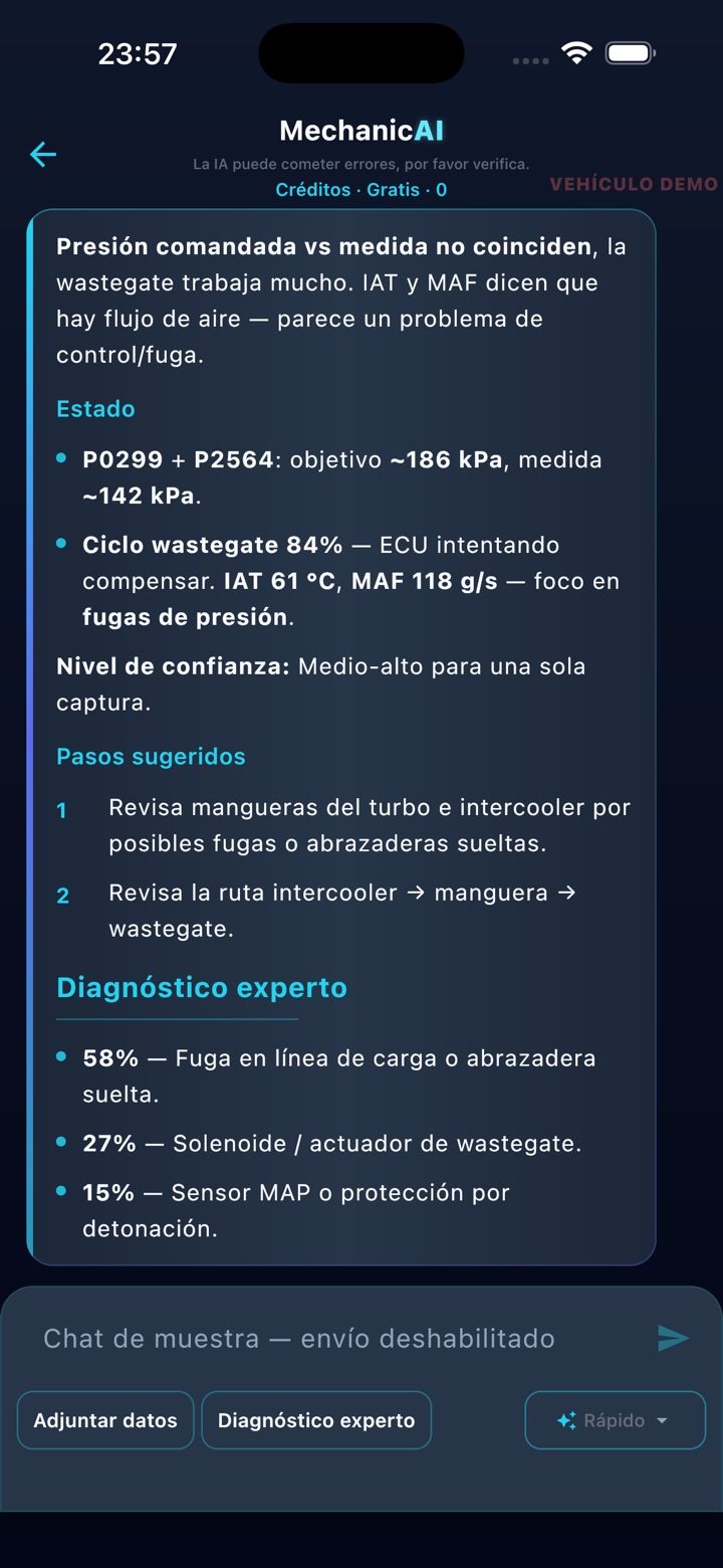 Pantalla de chat experto de MechanicAI