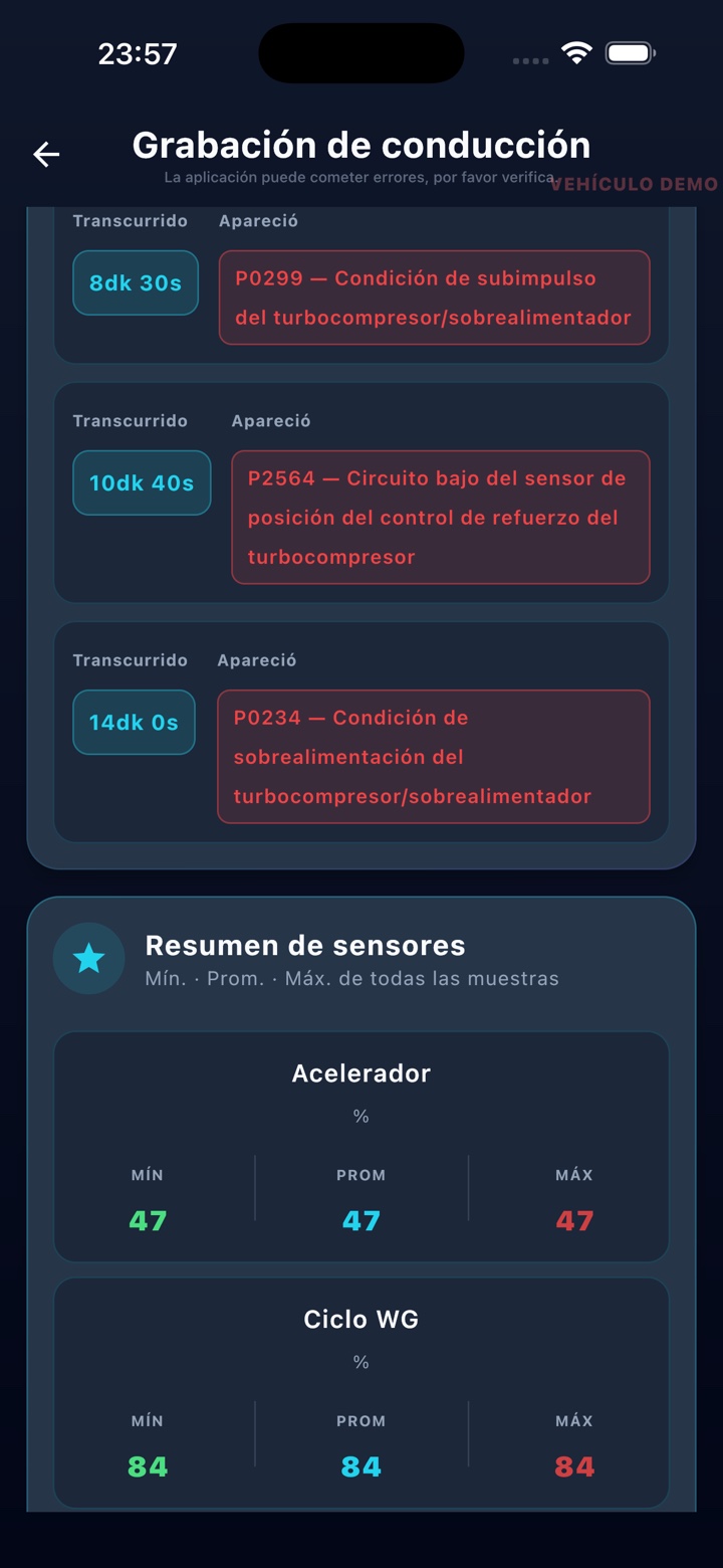 Resumen del registro de viaje