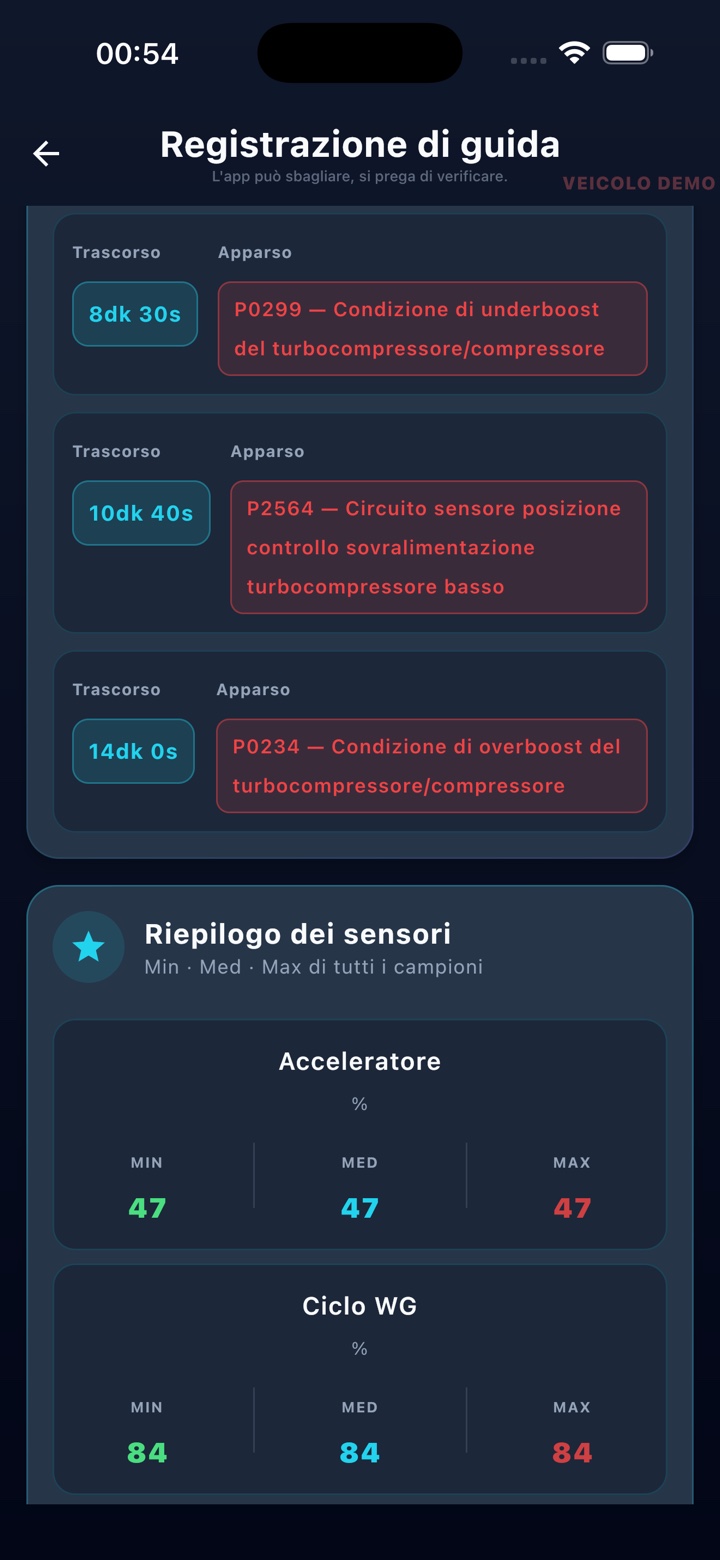 Riepilogo registro di viaggio
