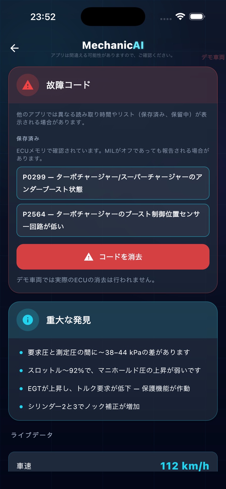故障コード画面