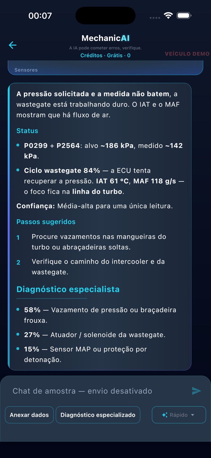 Tela de chat com especialista do MechanicAI