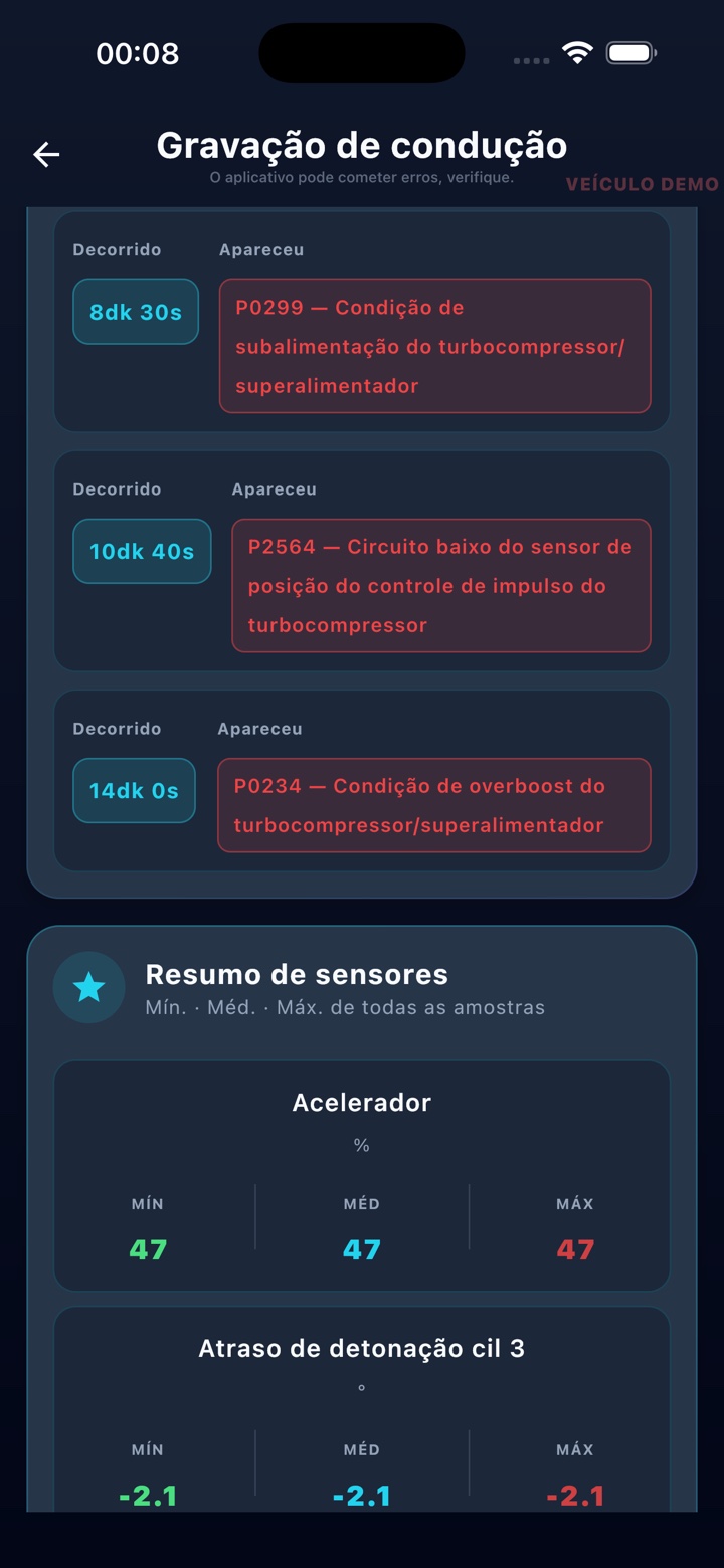 Resumo do registro de viagem